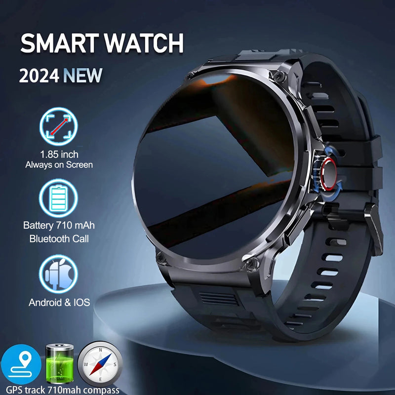 Novo smartwatch ultra AMOLED de 1,85 polegadas, rastreamento GPS, chamada Bluetooth HD; bateria grande de 710 mAh, mostrador 400+, adequado para Huawei Xiaomi