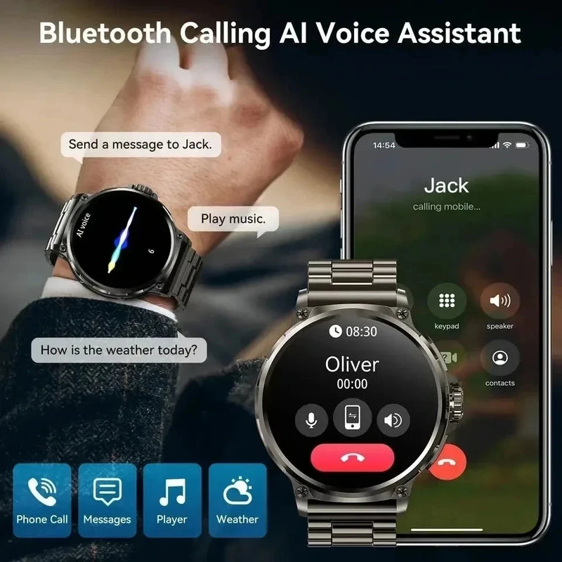 Novo smartwatch ultra AMOLED de 1,85 polegadas, rastreamento GPS, chamada Bluetooth HD; bateria grande de 710 mAh, mostrador 400+, adequado para Huawei Xiaomi